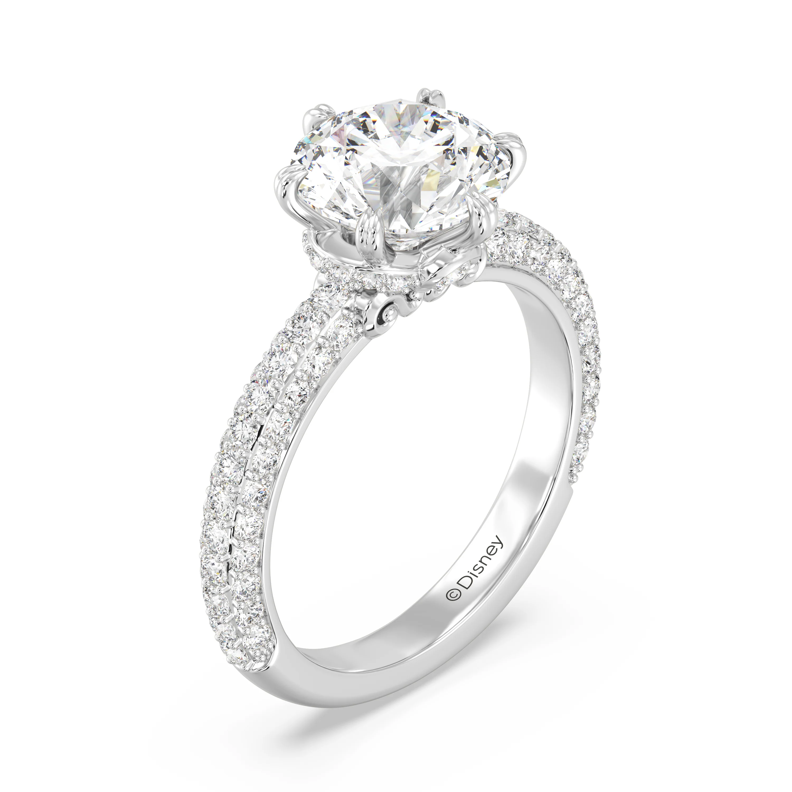 Enchanted Star Lab Grown Diamond And 14K Gold Disney Princess Cinderella Under-Halo Engagement Ring - Image 7