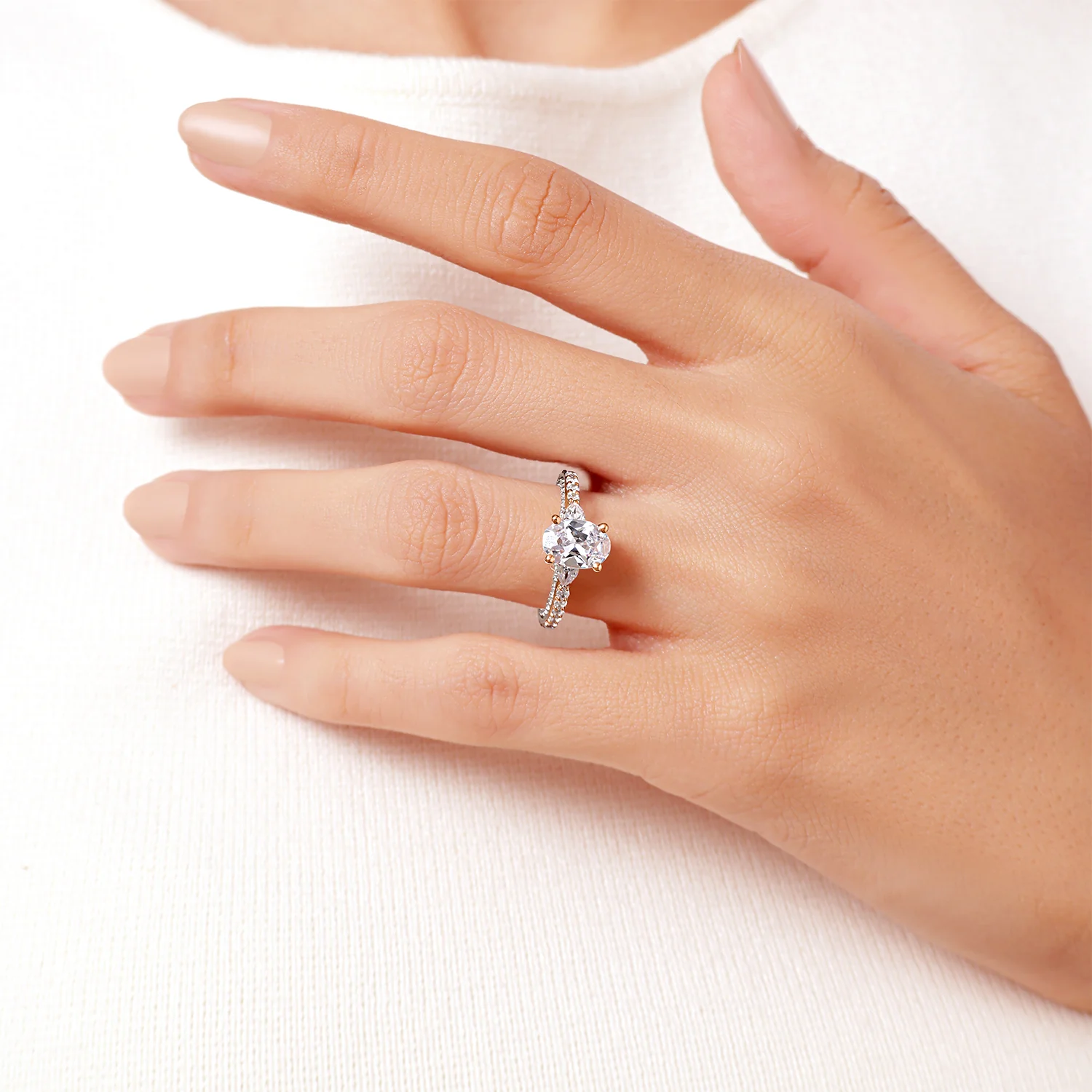 Enchanted Star Lab Grown Diamond 14K Gold Jasmine Three Stone Engagement Ring - Image 10