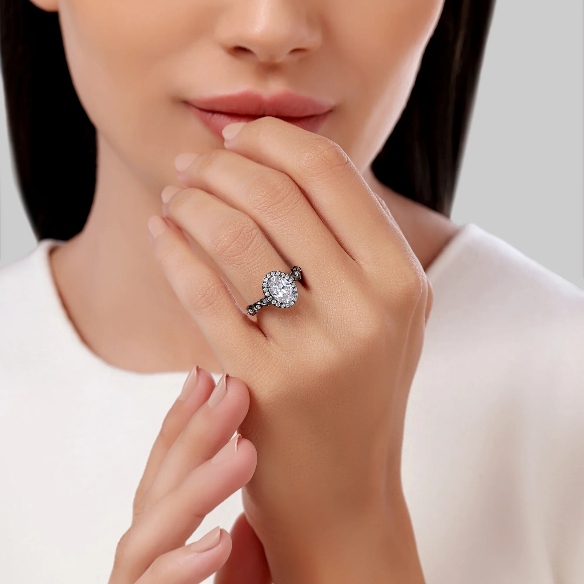 Enchanted Star Lab Grown Diamond 14K Gold Maleficent Halo Engagement Ring - Image 4