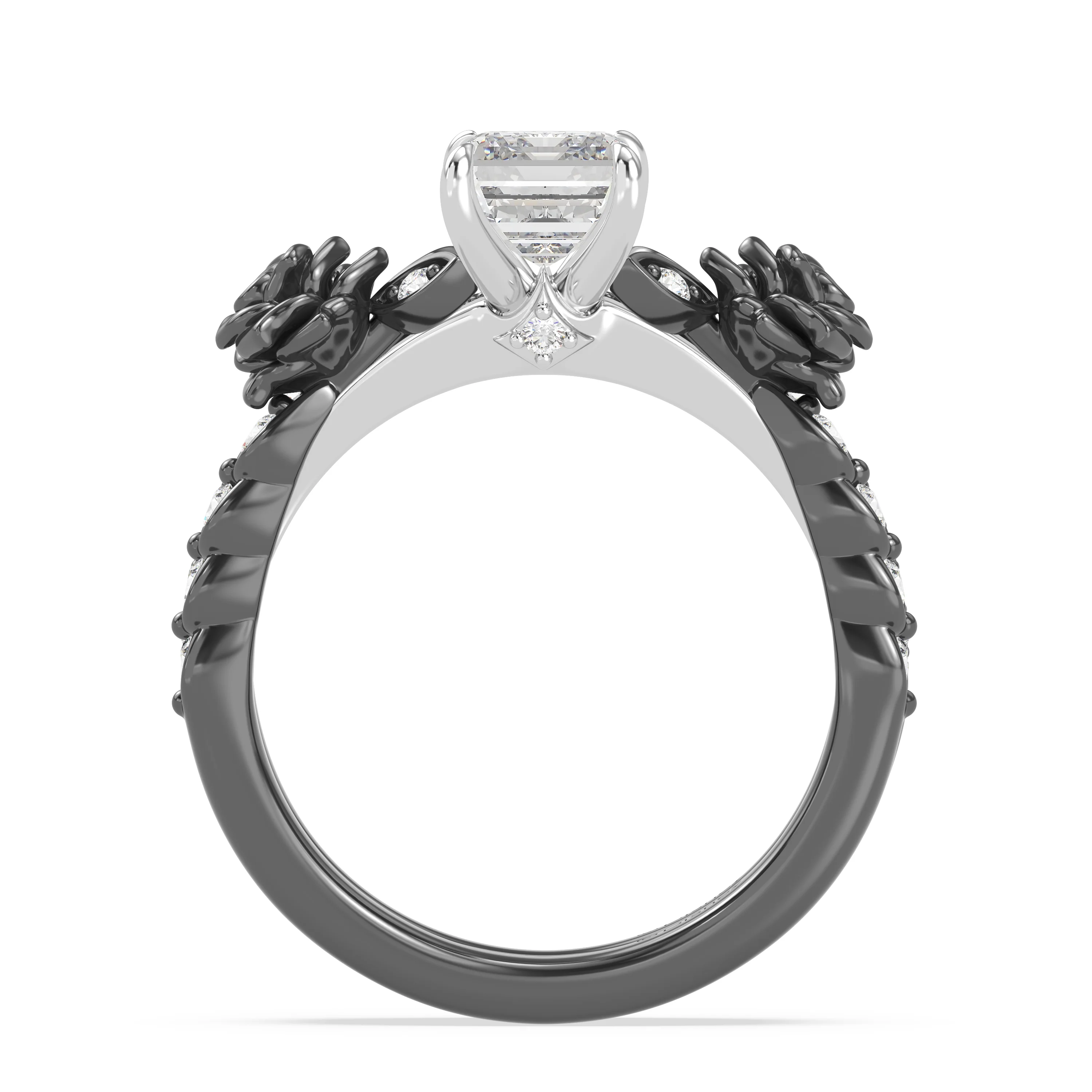 Enchanted Star Lab Grown Diamond 14K Gold Maleficent Rose Engagement Ring Set - Image 14