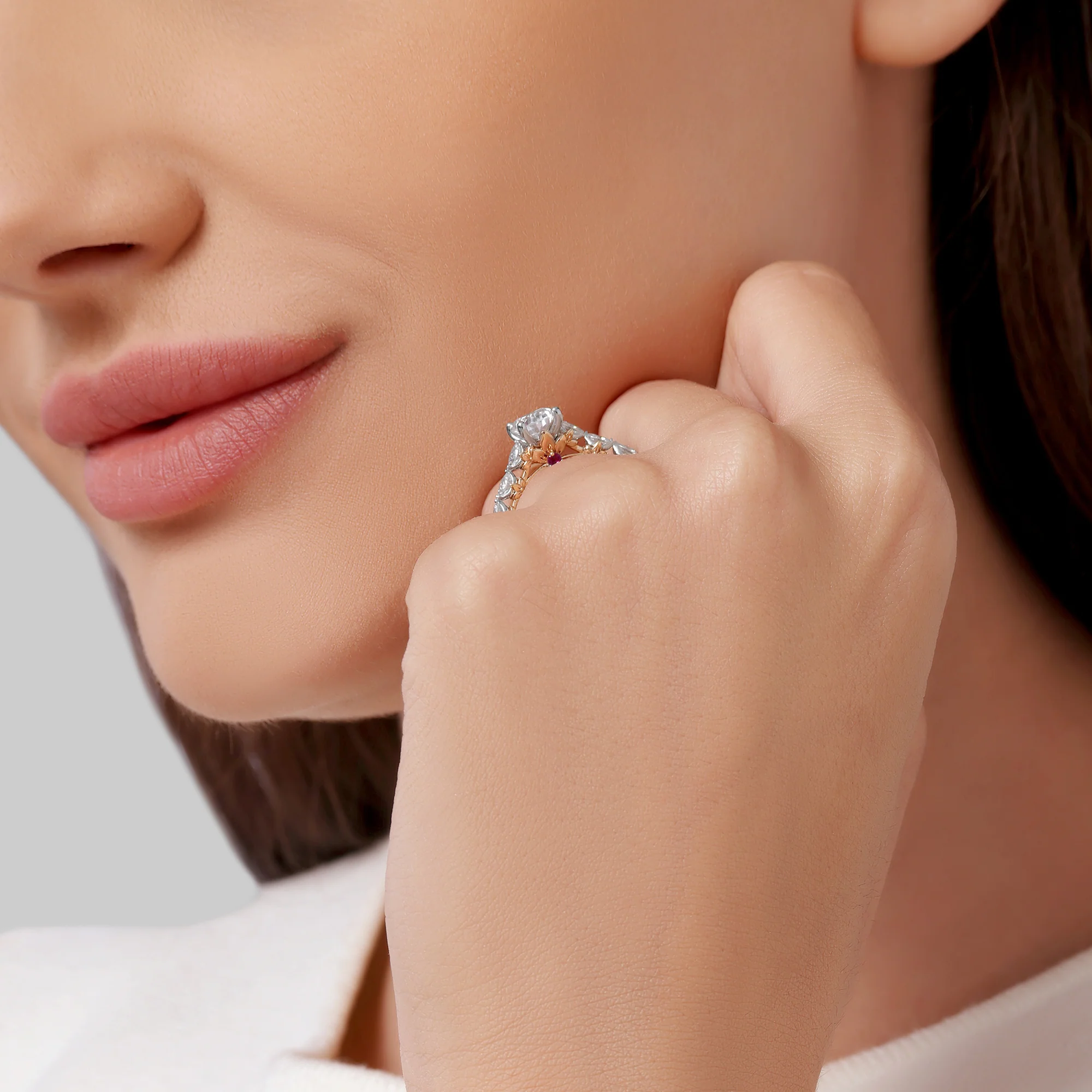 Enchanted Star Lab Grown Diamond 14K Gold Rapunzel Magic Flower Engagement Ring - Image 32