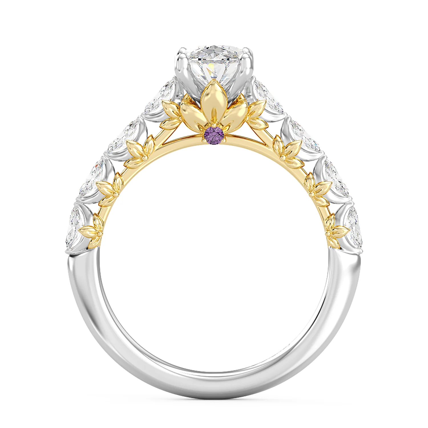 Enchanted Star Lab Grown Diamond 14K Gold Rapunzel Magic Flower Engagement Ring - Image 8