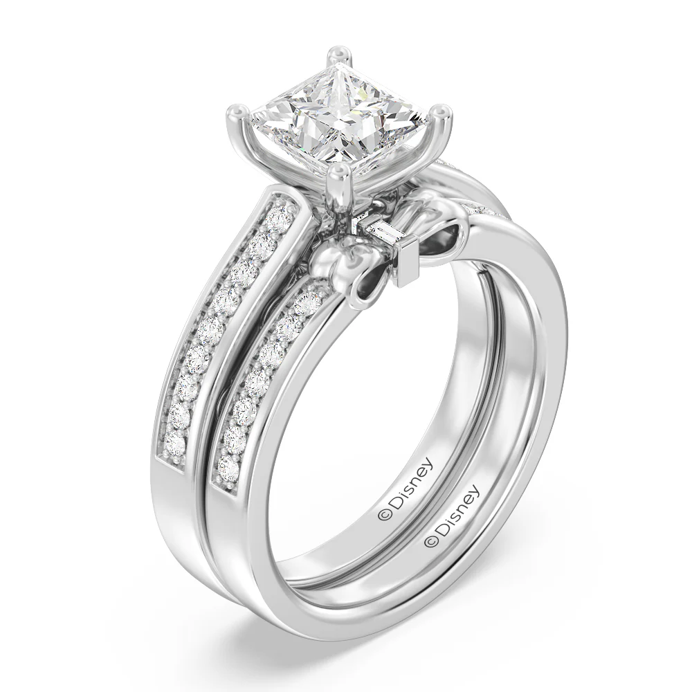 Enchanted Star Lab Grown Diamond 14K Gold  Snow White Bow Engagement Ring Set - Image 14
