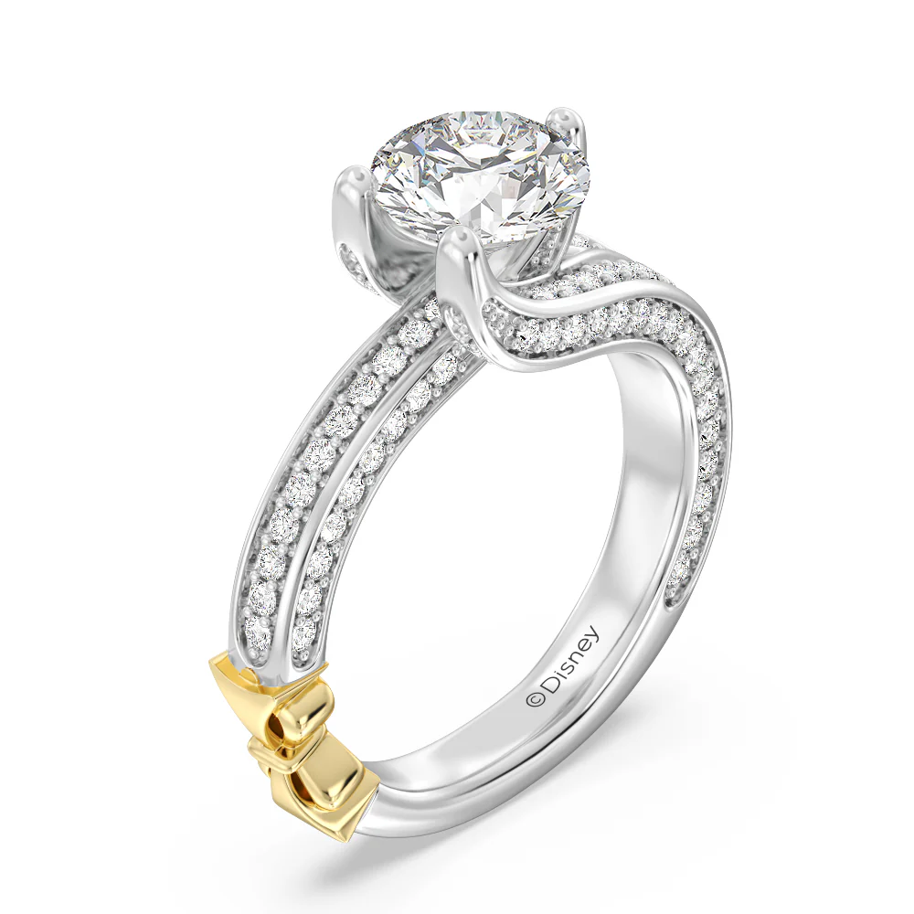 Enchanted Star Lab Grown Diamond 14K Gold Snow White Tapered Shank Engagement Ring - Image 4