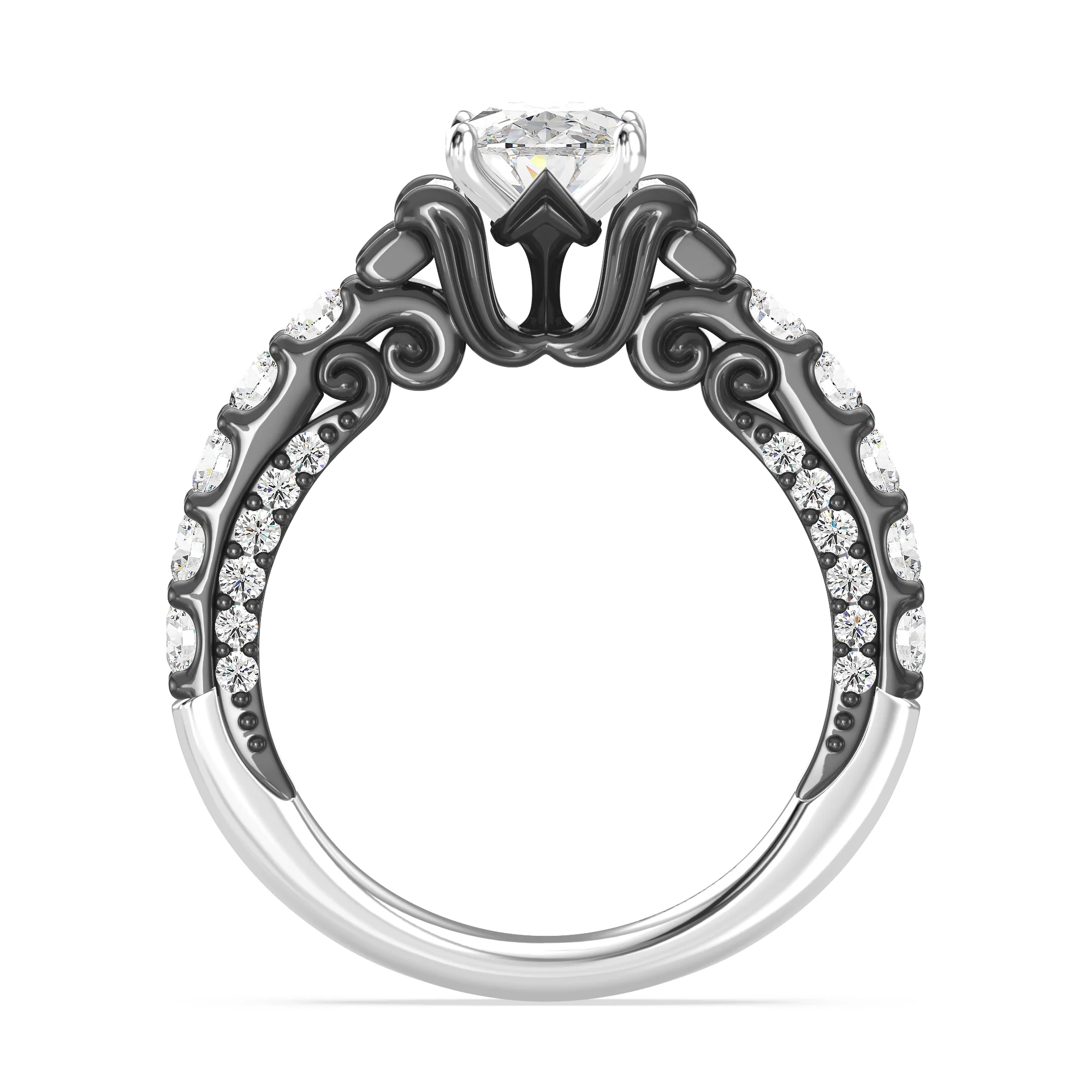 Enchanted Star Lab Grown Diamond 14K Gold Ursula Trident Engagement Ring - Image 3