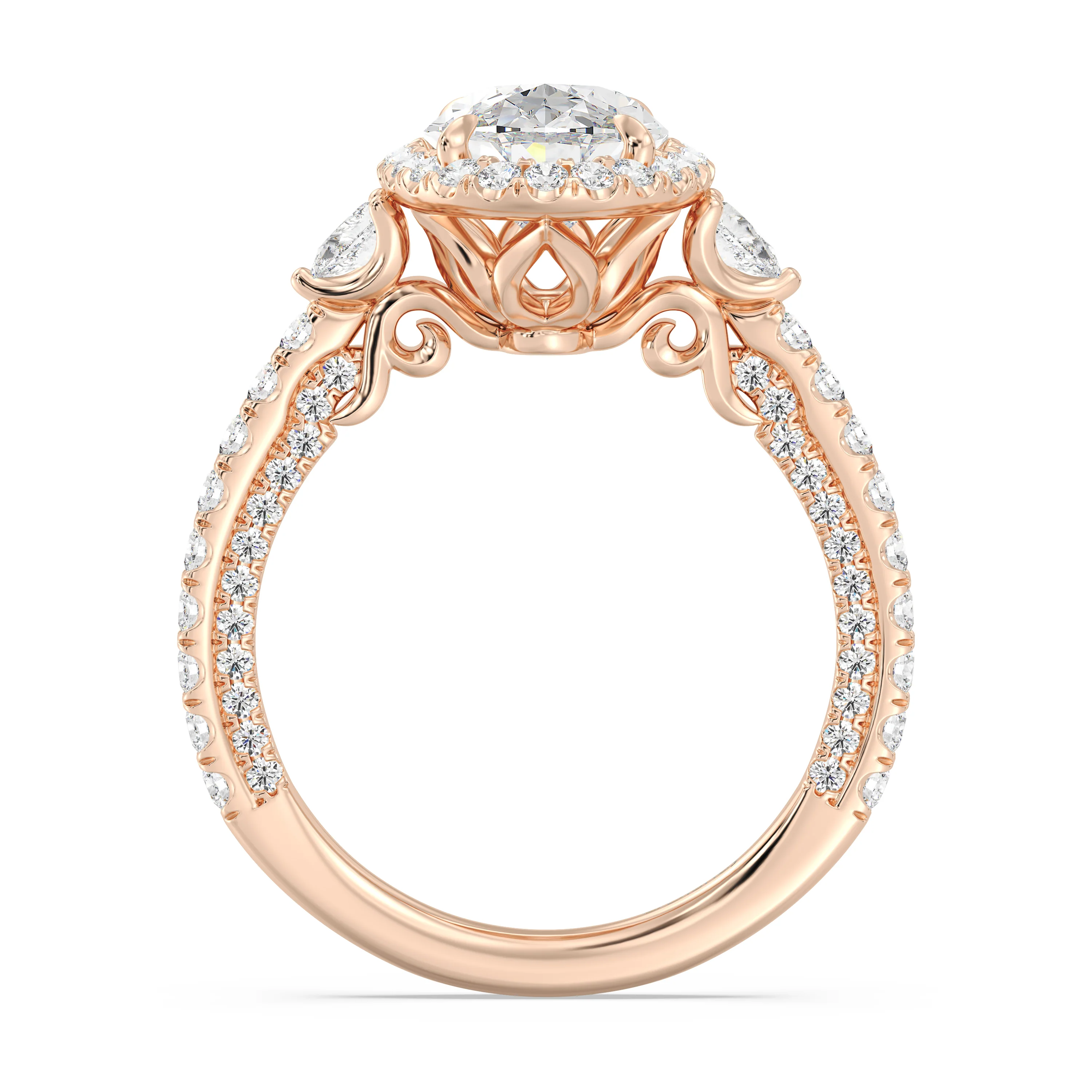 Enchanted Star Lab Grown Diamond And 14K Disney Princess Jasmine Three Stone Halo Engagement Ring - Image 6