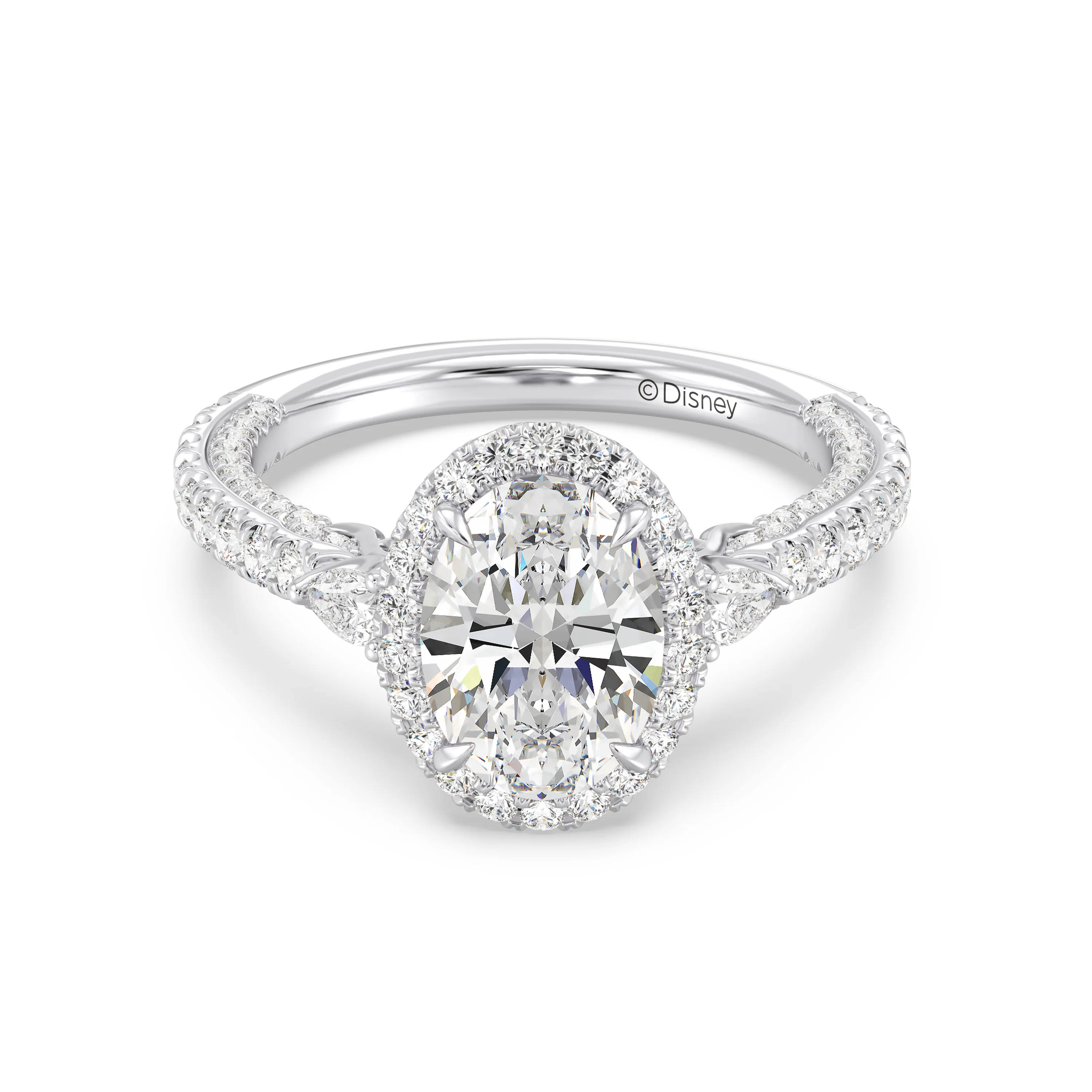 Enchanted Star Lab Grown Diamond And 14K Disney Princess Jasmine Three Stone Halo Engagement Ring - Image 8