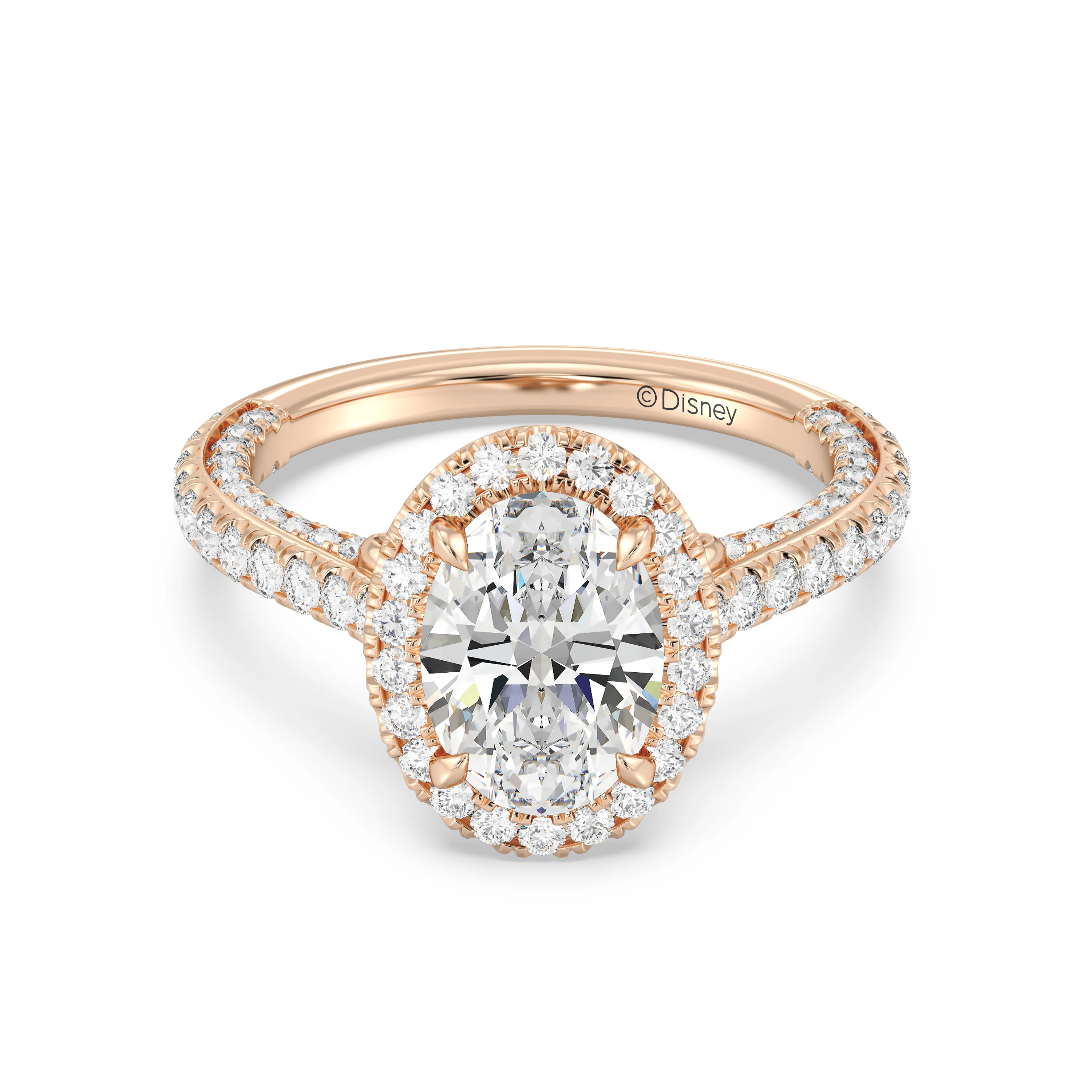 Enchanted Star Lab Grown Diamond And 14K Gold Disney Princess Jasmine Cathedral Halo Engagement Ring - Image 5