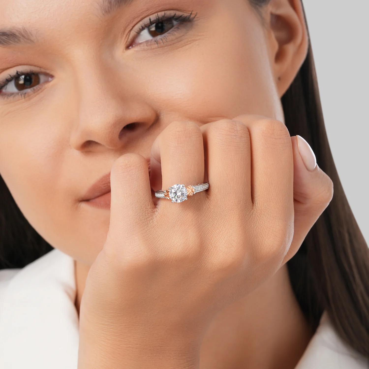 Enchanted Star Lab Grown Diamond 14K Gold Ariel Two-Tone In-Lay Engagement Ring - Image 19