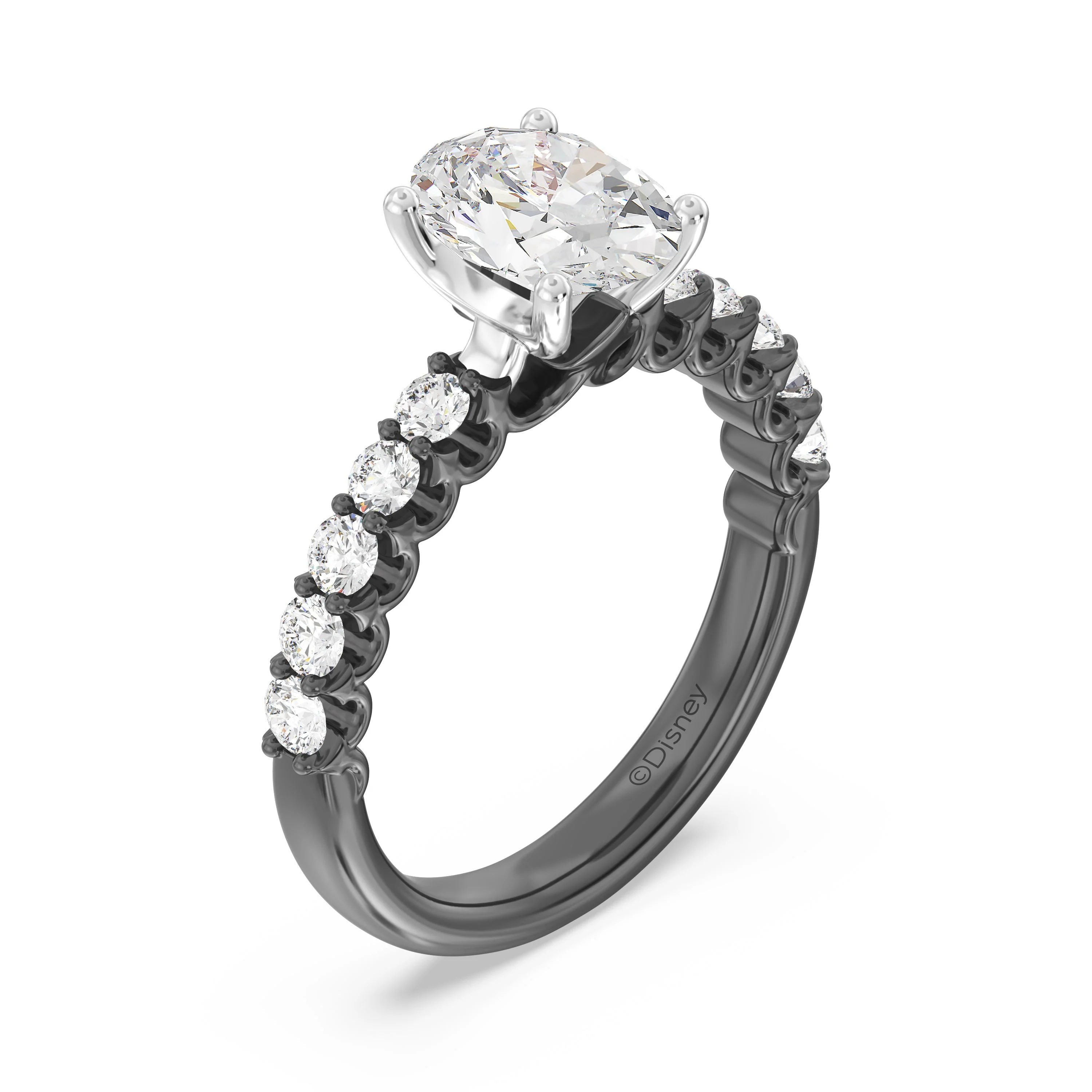 Enchanted Star Lab Grown Diamond Black Rhodium Over 14K Gold Maleficent Spiral Engagement Ring - Image 4