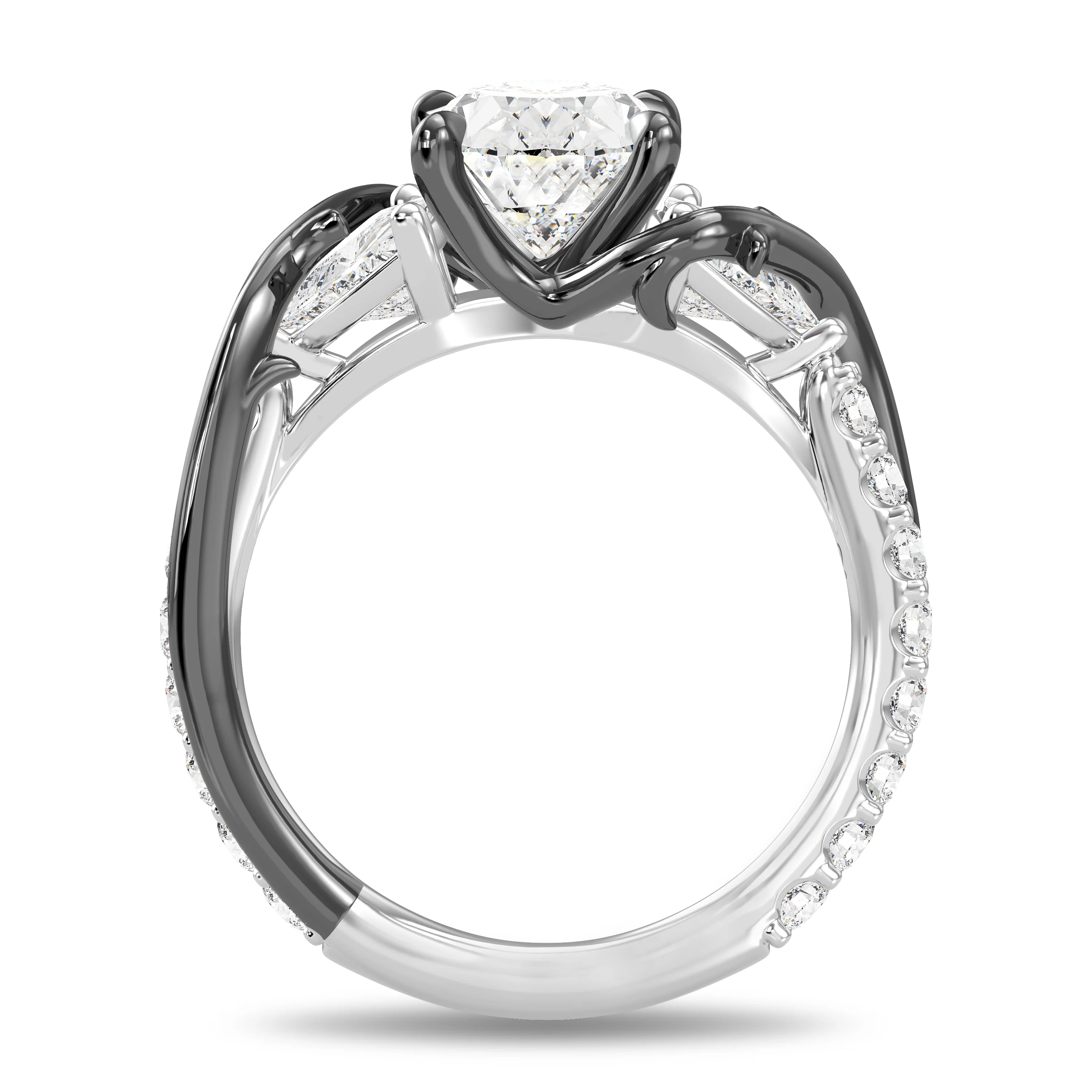 Enchanted Star Lab Grown Diamond, Dinsey Villain Maleficent Engagement Ring in 14K White Gold with Black Rhodium over Sterling Silver - Image 3