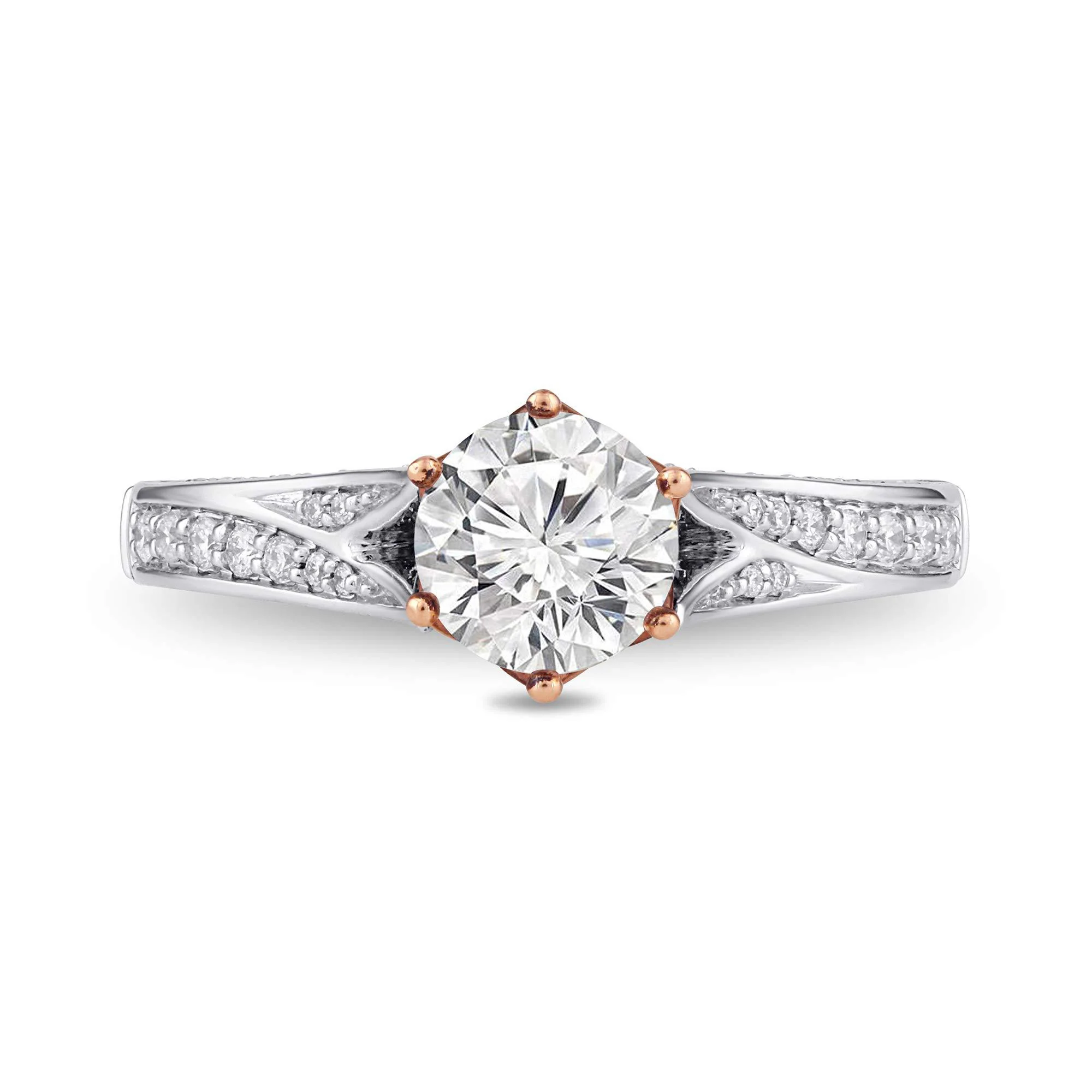 Enchanted Disney Fine Jewelry 14K White Gold and Rose Gold with 1 1/4 CTTW Majestic Princess Engagement Ring - Image 3